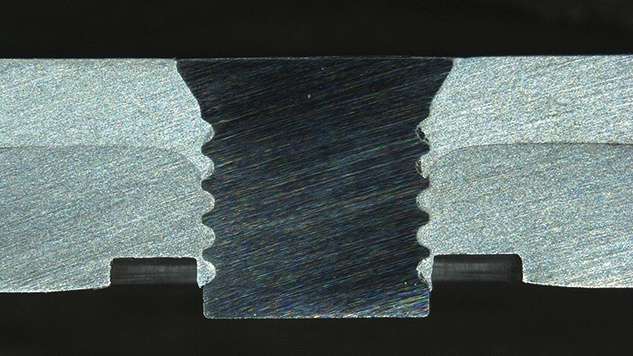 Micrograph of a solid punch rivet joint